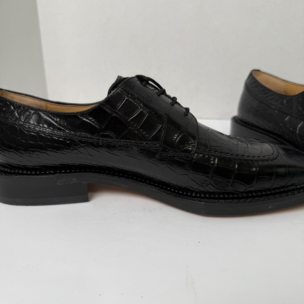 Vintage Florsheim Barletta Savanna Croc Black Leather Shoes Mens 10.5 Deadstock - Picture 13 of 15